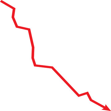 Red arrow graph showing a downward trend