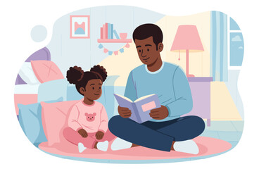 Father and Daughter Painting Wall Together