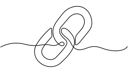 Obraz premium Linear background of chain. One continuous line drawing of a chain. Single continuous line drawing link or hyperlink chain symbol isolated illustration. Single continuous line blockchain Linking sign.
