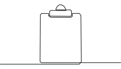 Continuous Line Drawing of Survey Icon. Clipboard with checklist icon continuous one line drawing of outline vector illustration.
