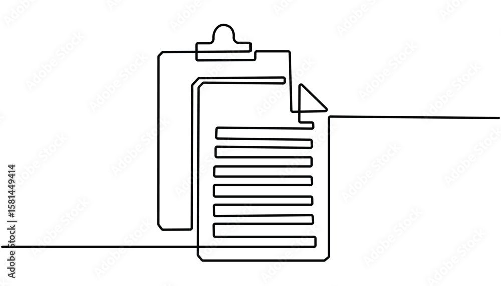 Poster continuous line drawing of survey icon. clipboard with checklist icon continuous one line drawing of