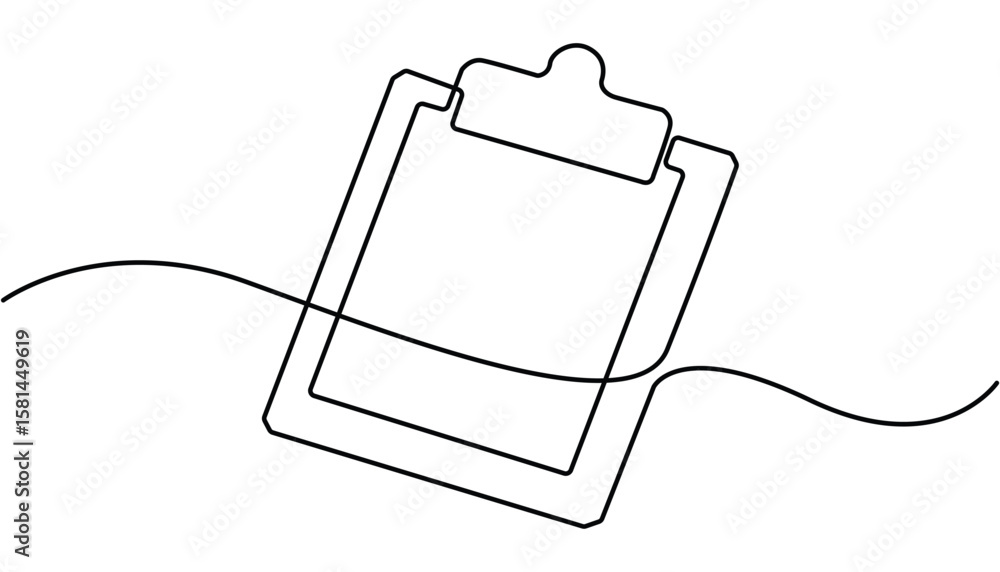 Fototapete Continuous Line Drawing of Survey Icon. Clipboard with checklist icon continuous one line drawing of outline vector illustration.
