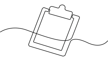 Obraz premium Continuous Line Drawing of Survey Icon. Clipboard with checklist icon continuous one line drawing of outline vector illustration. 