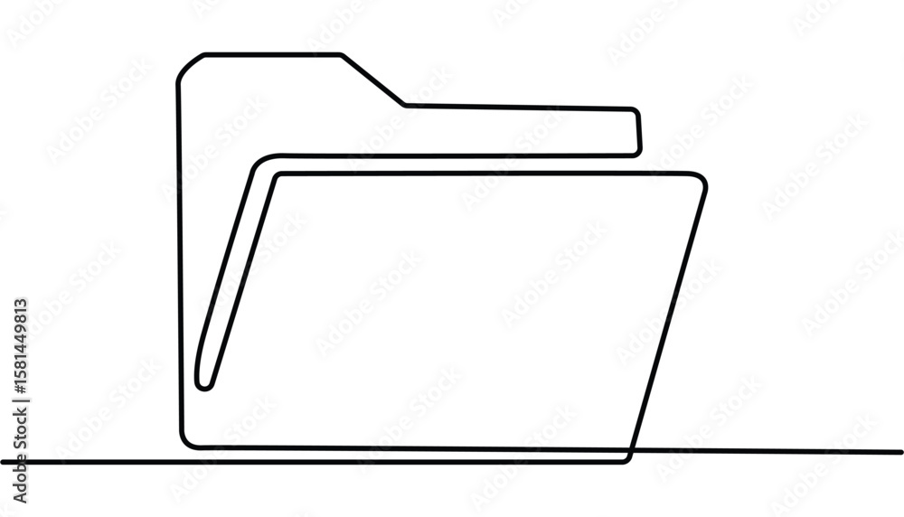 Fototapete one continuous line vector drawing of a folder. office file continuous one line drawing , regulation