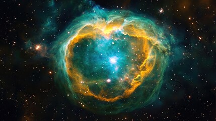 Obraz premium Cosmic nebula, vibrant colors, swirling gas clouds