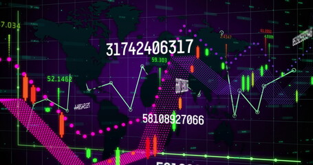 Displaying centered numeric label showing market trends on trading dashboard, with candlestick bars