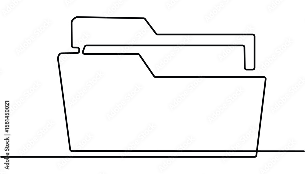 Fototapete one continuous line vector drawing of a folder. office file continuous one line drawing , regulation