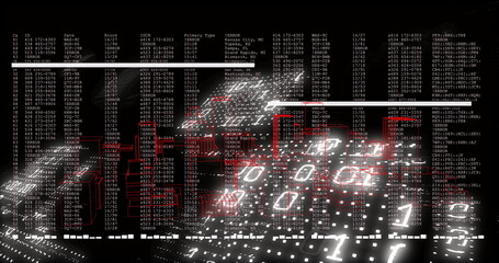 Displaying grid showing log errors at digital control hub, with glowing digits, luminous points