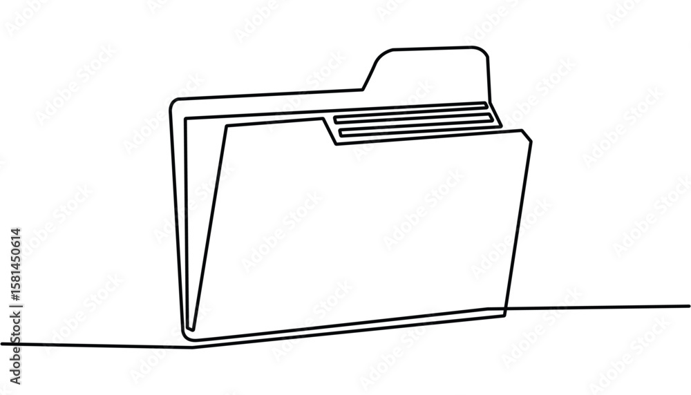Fototapete one continuous line vector drawing of a folder. office file continuous one line drawing , regulation
