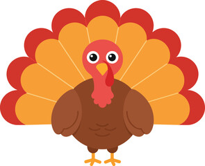 Cartoon turkey with vibrant colors, showcasing a Thanksgiving-themed design.
