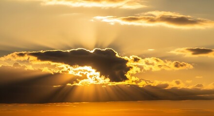 Golden Hour Skies Capturing Radiant Sunlight Through the Clouds with Atmospheric Hues