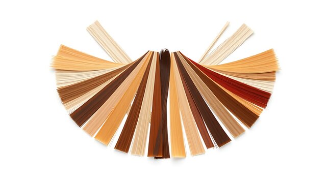 Hair color swatches in an array on white offer a variety of tones for style, beauty, and fashion choices.