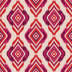 Ikat fabric patterns represent traditional indigenous art. Repeating geometric patterns.Aztec geometric print,folk embroidery are perfect for textile designs, rugs, curtains or bohemian and tribal.
