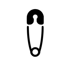 Baby Safety Pin Silhouette Icon – Minimalist Black SVG Clipart