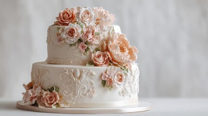 wedding cake with roses