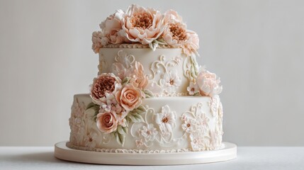 wedding cake decorated with flowers