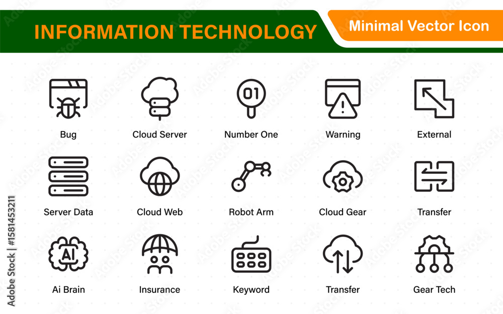 Poster information technology icons set. set of it technology icons. industry concept factory of the future