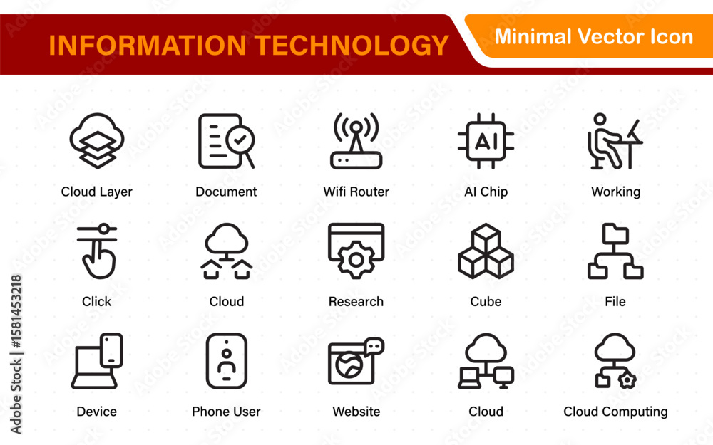 Poster information technology icons set. set of it technology icons. industry concept factory of the future