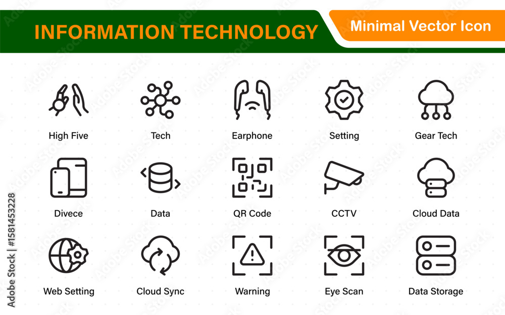 Aufkleber information technology icons set. set of it technology icons. industry concept factory of the future