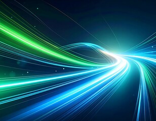 Abstract vibrant light trails curving through space