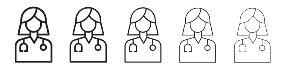 Woman Doctor icon simple editable stroke series pack. eps10