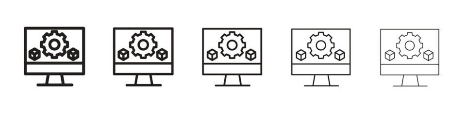 Virtual machine icon simple editable stroke series pack. eps10