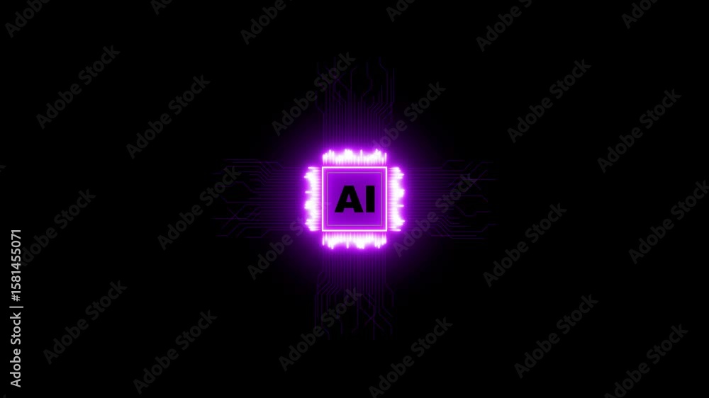 Poster ai circuit integration and data. digital ai logo with futuristic technology.ai agent- businessman wo