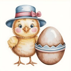 Whimsical Chick Illustration &ndash; Hand-Painted Pastel Tones with Paper Textur