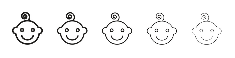 Child face icon simple editable stroke series pack. eps10