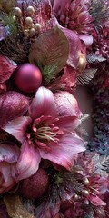 Pink Floral Arrangement with Ball and Leaves