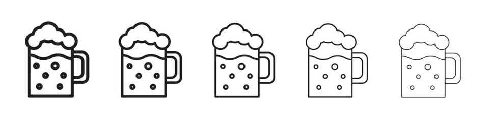 Beer icon simple editable stroke series pack. eps10