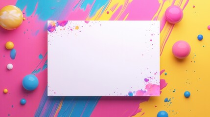 Blank white invitation card for a kid's birthday with cut-out paper collage design