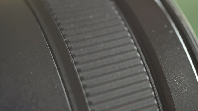 Close up of photo video camera in action