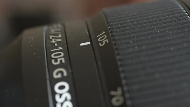 Close up of photo video camera in action