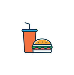 Burger and drink icon hamburger beverage