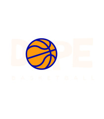 Fototapeta premium Basketball Icon Design: An eye-catching, minimalist illustration of a basketball, rendered in vibrant orange and navy, perfect for sports and game concepts.