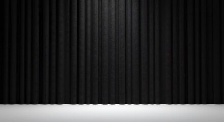 Empty room, black stage curtain on white background