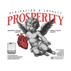 Prosperity and Dedication: Vintage artwork displaying an angel figure with a heart symbolizing dedication and loyalty. Infused with a classical aesthetic.