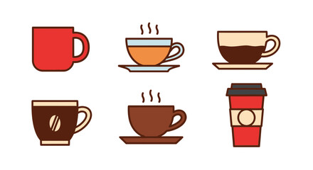 Obraz premium tea cup vector icon set