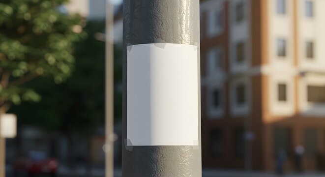 White Sticker Mockup on Lamppost
