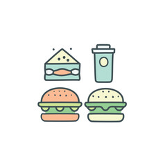Sandwich burger and drink icons food fast food