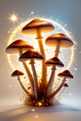 mushrooms on luminous background