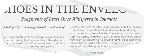 Ripped white newspaper. Torn pieces of magazine realistic texture for journal, collage, banner, poster, 90s design	