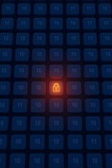 Isometric illustration of a glowing orange power button standing out among many dark blue inactive buttons, symbolizing energy, choice, innovation, and digital activation

