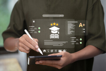 E-learning evaluation interface with tablet and digital grading system