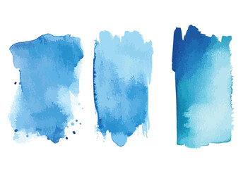 Three blue watercolor brush strokes