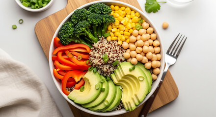 Colorful and Healthy Vegetable Bowl Quinoa, Avocado, and Broccoli for Nutritious Eating