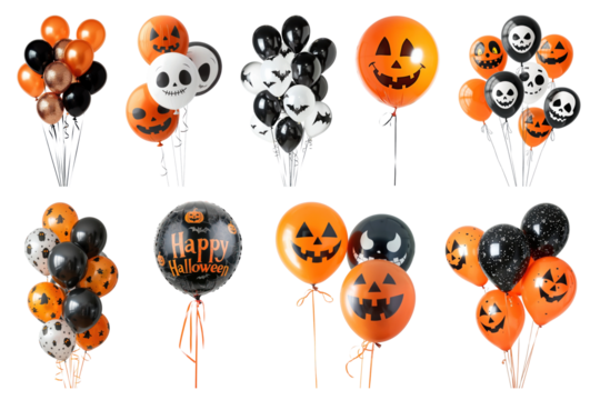 PNG Halloween balloon  element set, transparent background