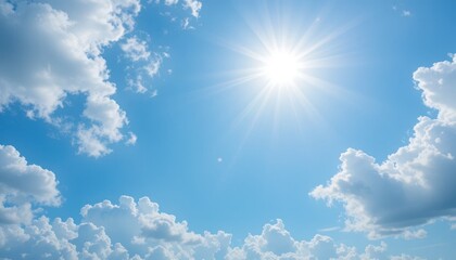 Bright Sunny Day with Fluffy Clouds