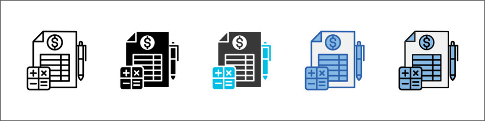 Cost Estimation Icon Pack Multistyle Illustration